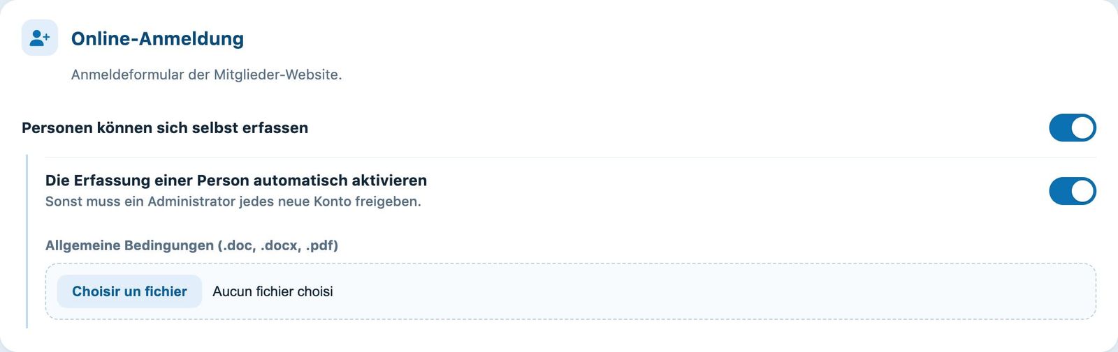 Karte Online-Anmeldung