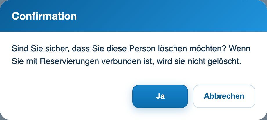Die Bestätigung vor dem Entfernen einer Person aus den Mitgliedern