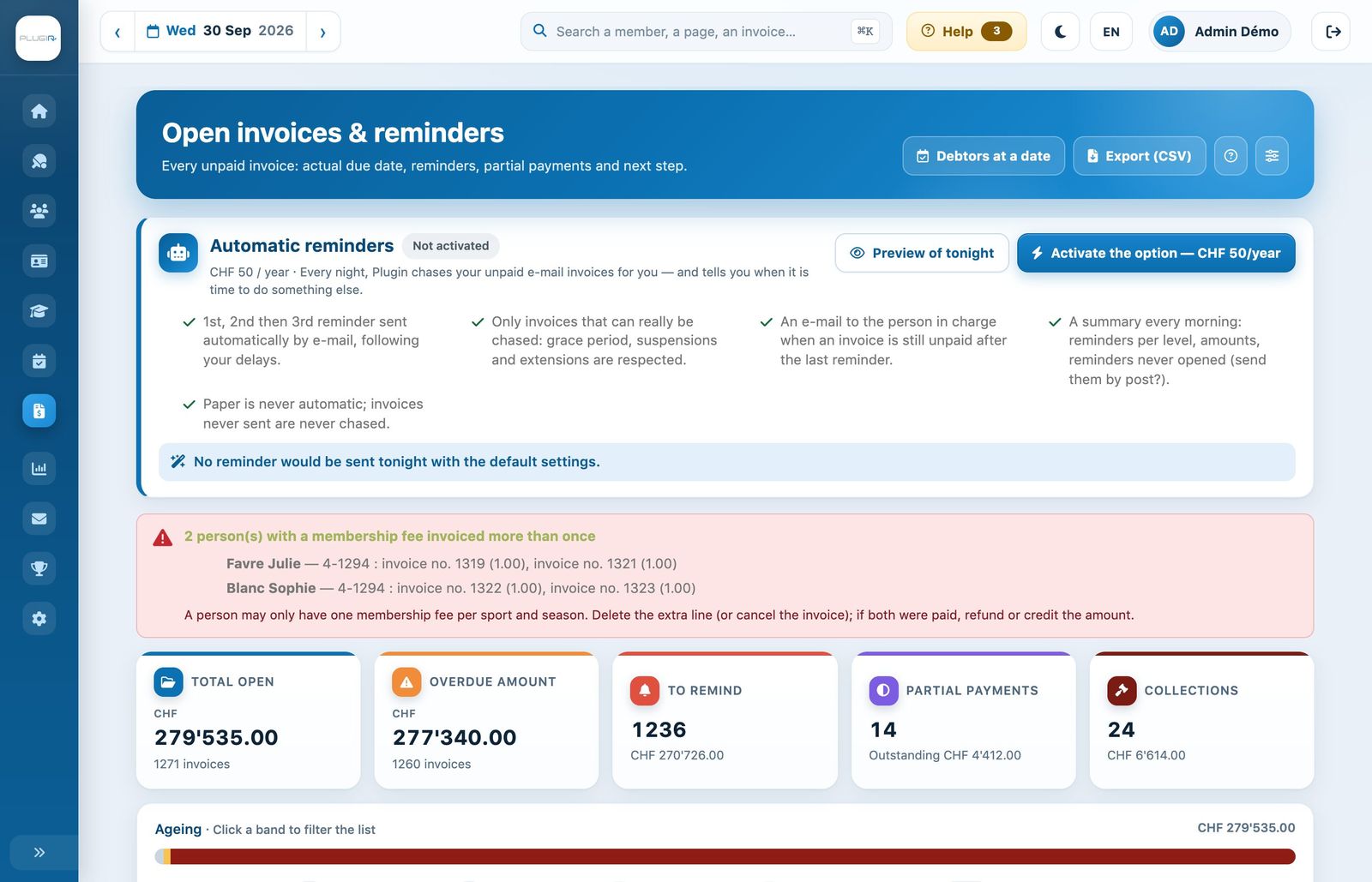 The “Automatic reminders” box at the top of the page