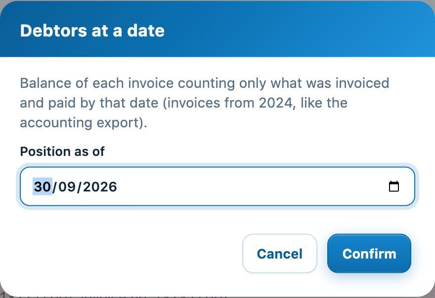 Debtors at a date
