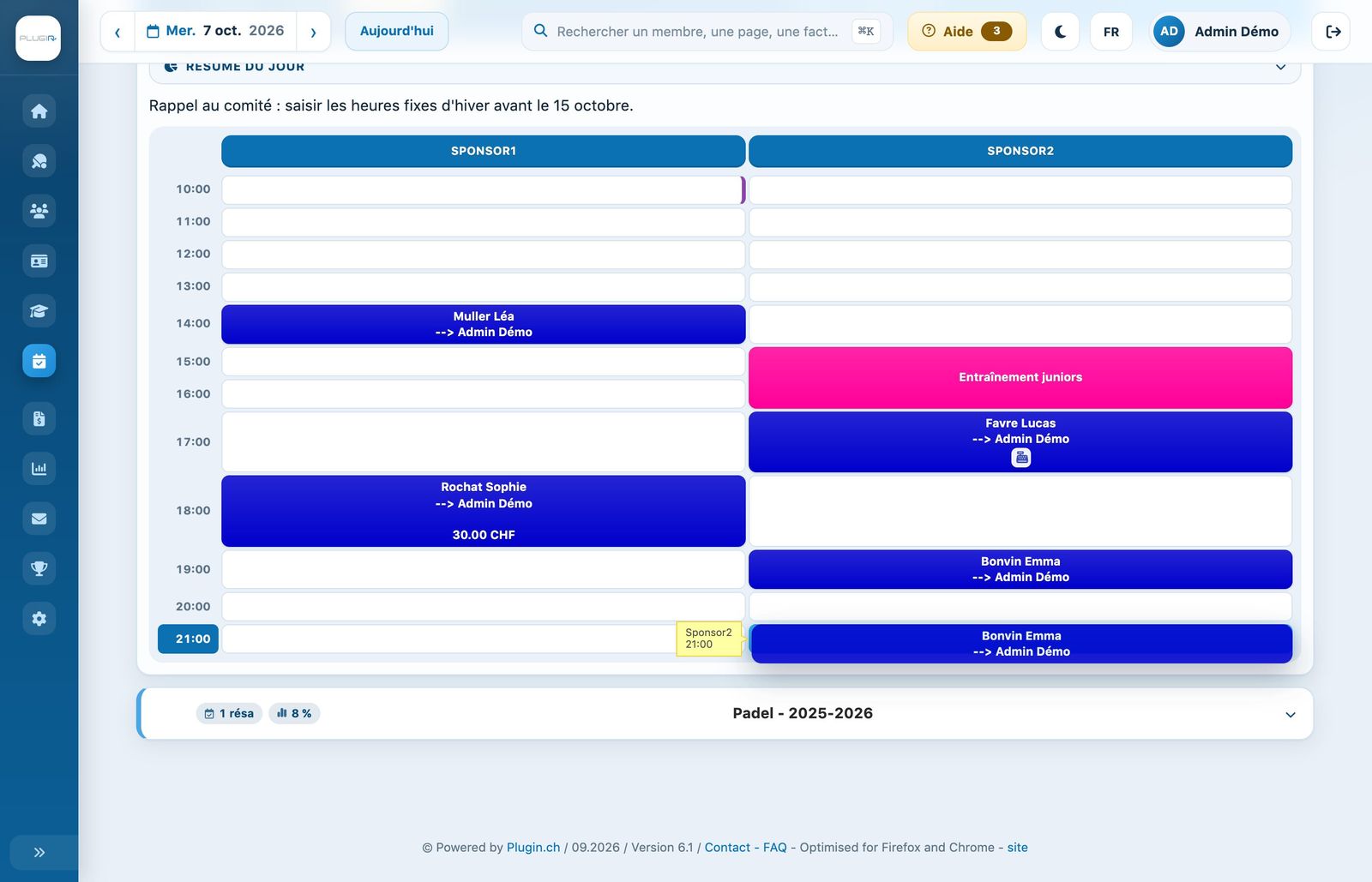 Réservation en cours de déplacement vers une autre heure
