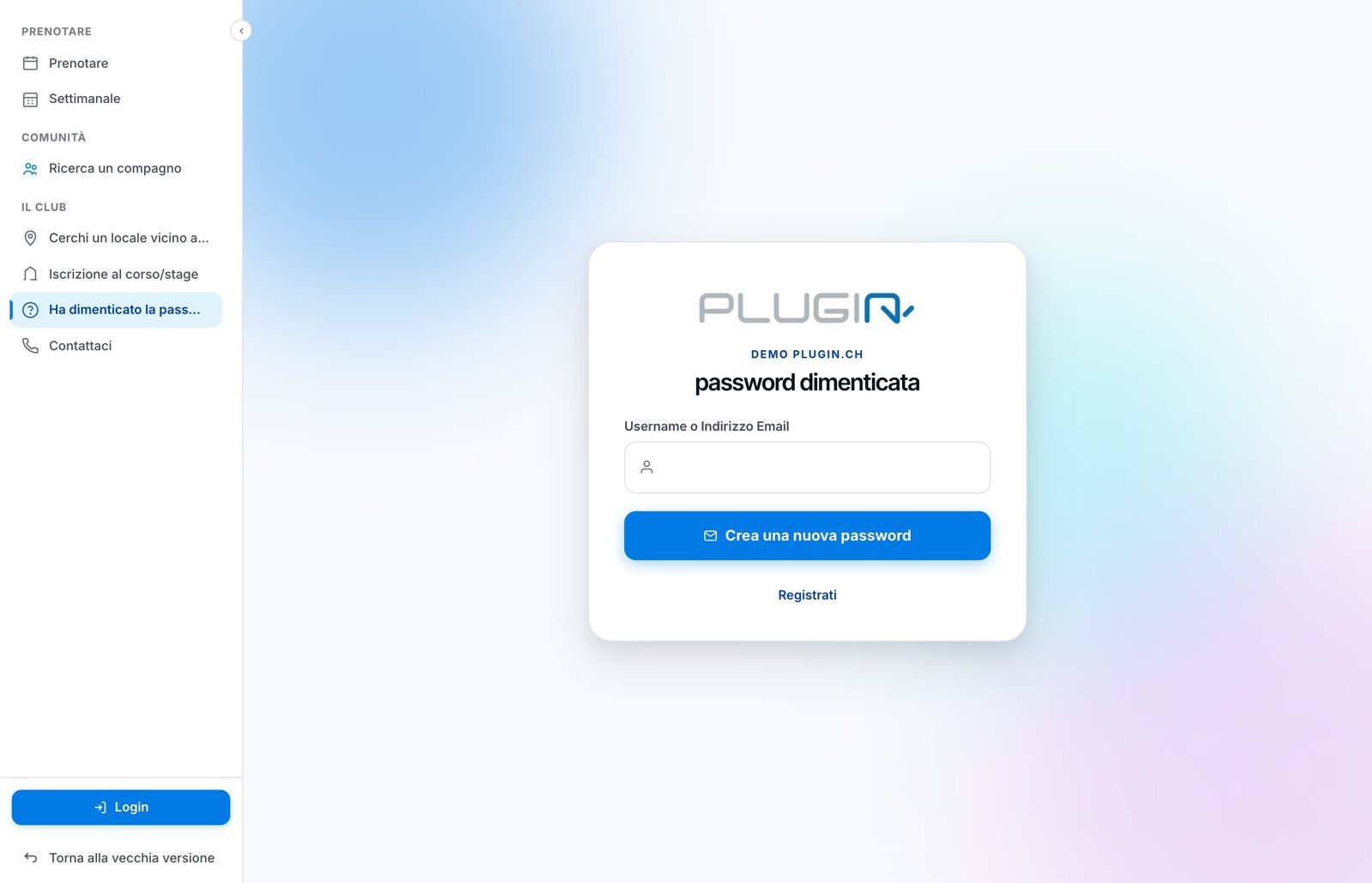 La pagina Password dimenticata